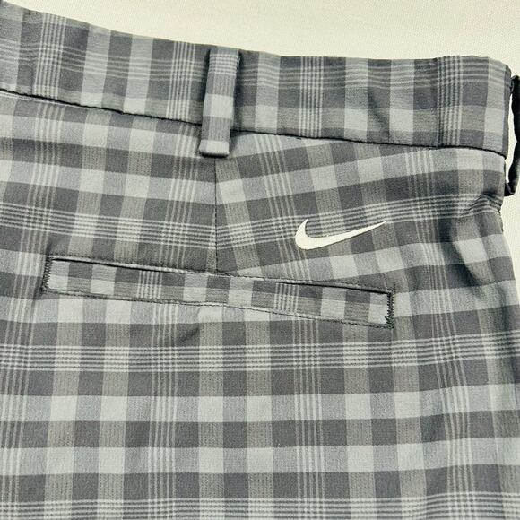Nike Golf Shorts Men's 38 Plaid Black Gray Dri Fit Flat Front Pockets - Picture 5 of 5